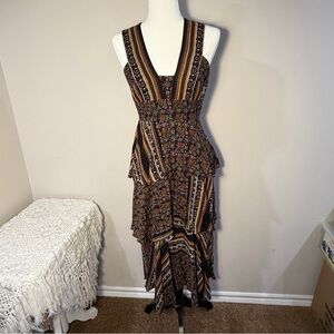A.L.C. Asymmetrical Brown Patterned Dress